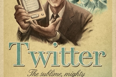Old time print style ad for Twitter