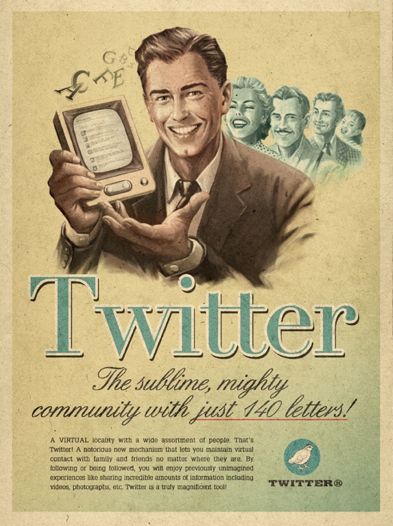 Old time print style ad for Twitter