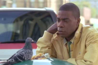 Tracy Jordan Looking at a Pigeon