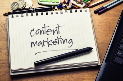 content marketing written on a notebook