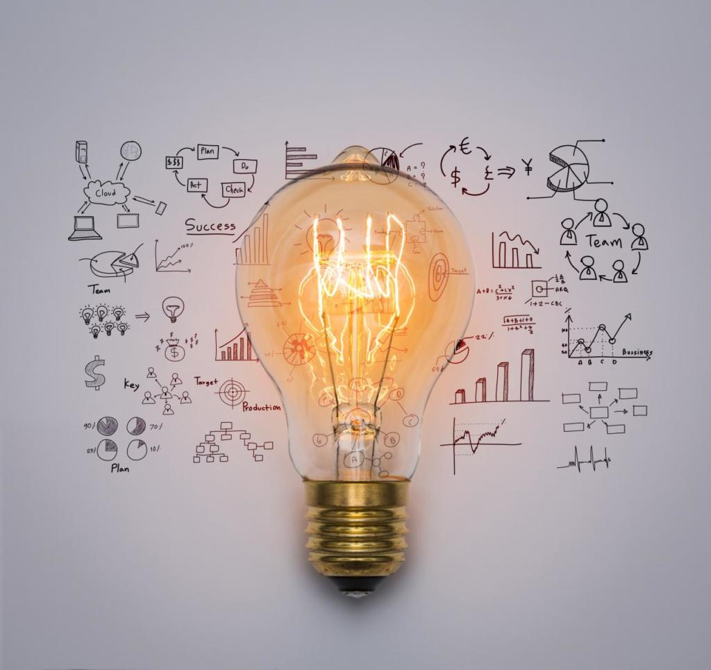 marketing strategy - lightbulb surrounded by charts and graphs