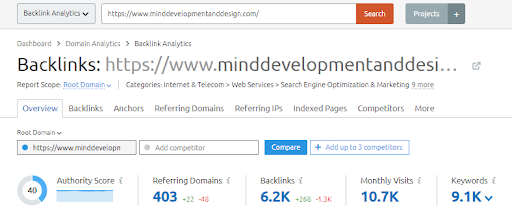 semrush backlinks screen