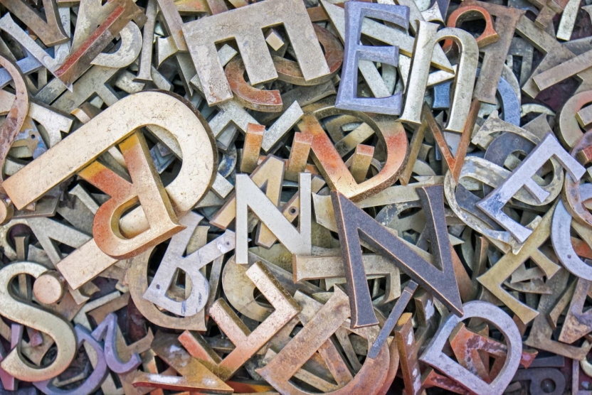 typography concept - pile of iron letters