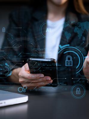 woman holding cell phone